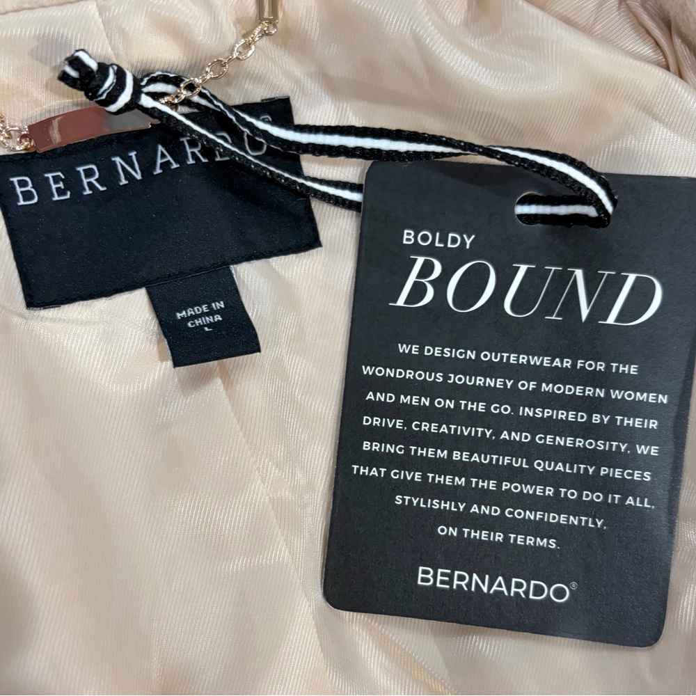 Bernardo Beige Cream Long Belted Coat NWT Size Large - Picture 4 of 8